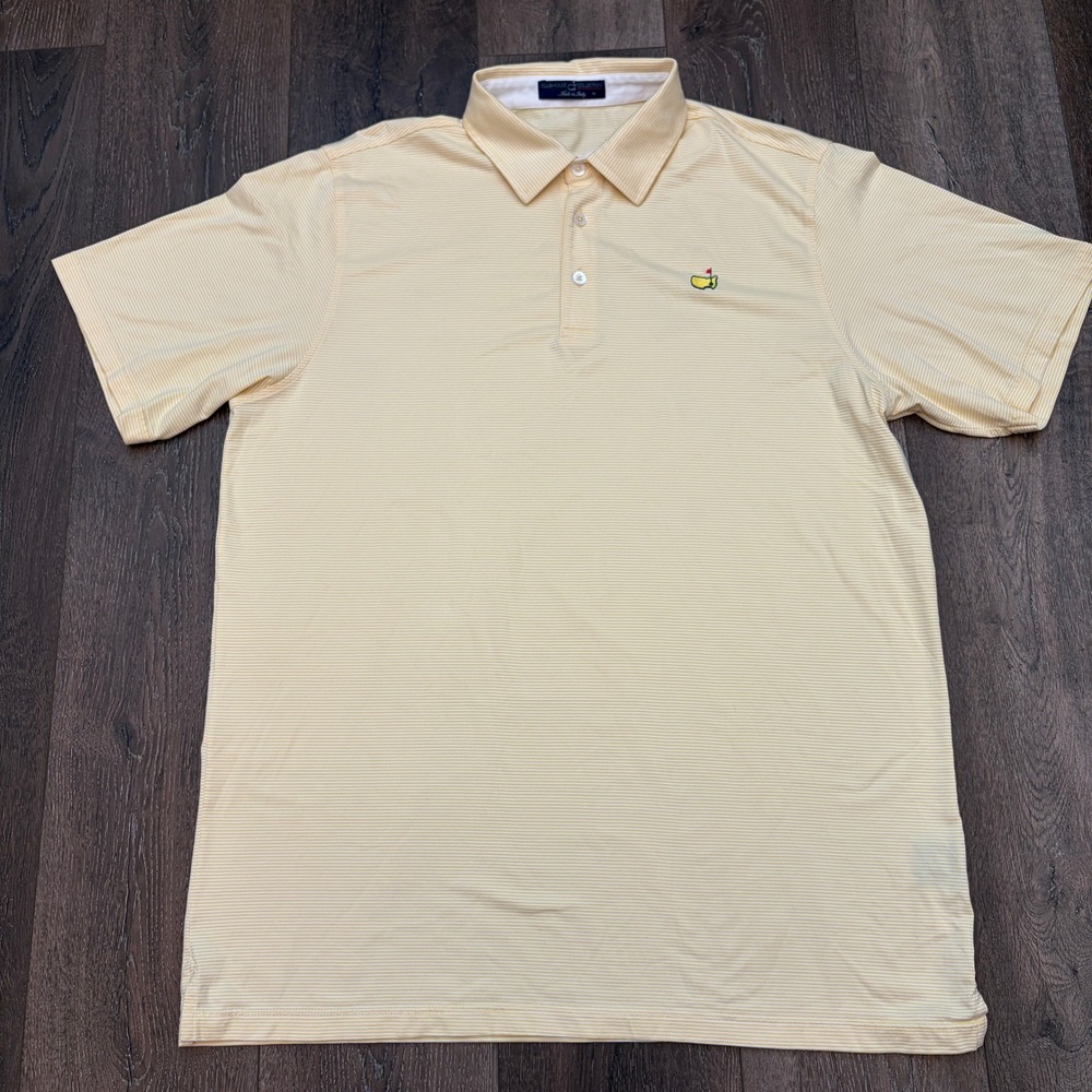Masters Polo Shirt Mens XL Clubhouse Collection Yellow Striped Augusta National
